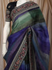 Multicolor Horizontal Striped Woven Design Pure Tussar Saree with Sequins Border