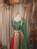 Multicolor Panelled Mirror Embroidered and Stone Embellished Design Banarasi Silk Fancy Wear Lehenga With Matching Dupatta