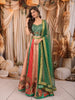 Multicolor Panelled Mirror Embroidered and Stone Embellished Design Banarasi Silk Fancy Wear Lehenga With Matching Dupatta