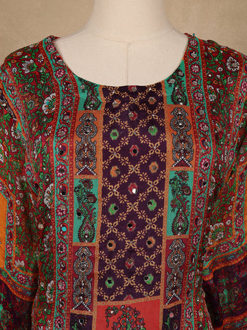 Multicolor Patchwork Print Synthetic Palazzo Salwar Suit - Diadem