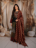 Multicolor Peacock Sequins and Beads Embroidered Design Silk Anarkali Gown with Dupatta