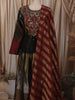Multicolor Peacock Sequins and Beads Embroidered Design Silk Anarkali Gown with Dupatta