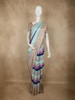 Multicolor Striped Woven Design Pure Crepe Silk Saree with Contrast Temple Border