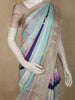 Multicolor Striped Woven Design Pure Crepe Silk Saree with Contrast Temple Border