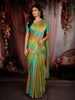 Multicolor Striped Woven Design Pure Kanchipuram Silk Saree with Self Border