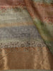 Multicolor Striped Woven Design Pure Tussar Silk Fancy Saree with Floral Zari Border