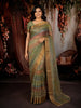 Multicolor Striped Woven Design Pure Tussar Silk Fancy Saree with Floral Zari Border