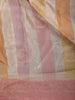 Multicolor Stripes and Circle Motif Woven Banarasi Silk Saree with Contrast Pink Zari Border