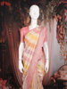 Multicolor Stripes and Circle Motif Woven Banarasi Silk Saree with Contrast Pink Zari Border