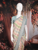 Multicolor Stripes and Floral Woven Banarasi Silk Saree with Contrast Blue Zari Border