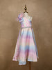 Multicolor Abstract Designed Organza Party Gown for Girls