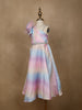 Multicolor Abstract Designed Organza Party Gown for Girls