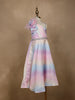 Multicolor Abstract Designed Organza Party Gown for Girls