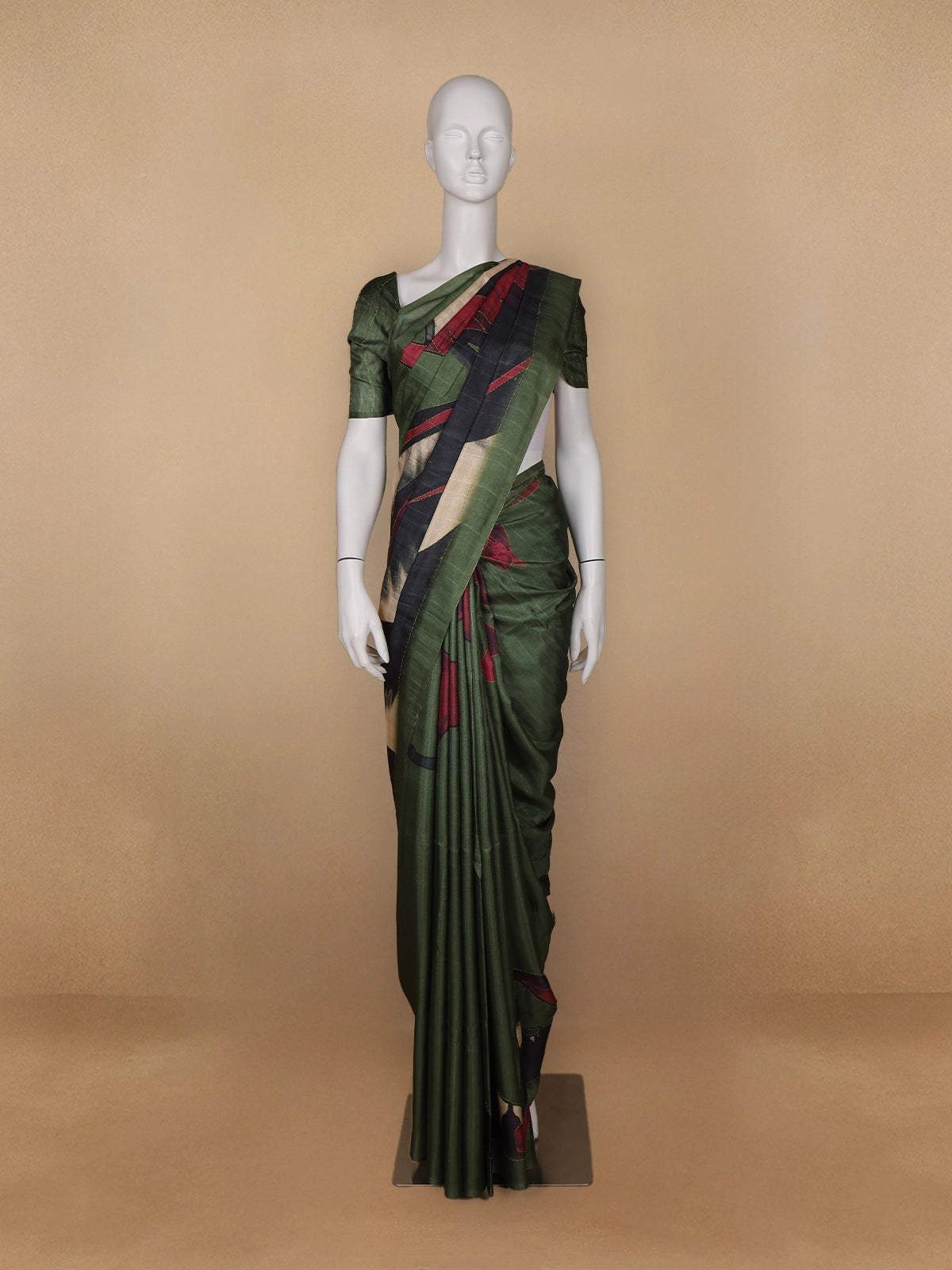 Multicolor Abstract Semi Tussar Saree - Diadem