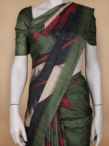 Multicolor Abstract Semi Tussar Saree - Diadem