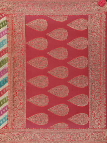 Multicolor Diagonal Stripes Banarasi Silk Saree - Diadem