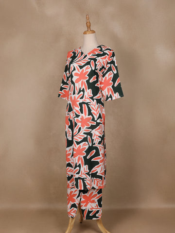 Multicolor Floral Designed Cotton Salwar Suit - Diadem
