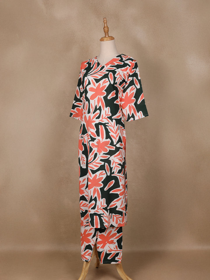 Multicolor Floral Designed Cotton Salwar Suit - Diadem