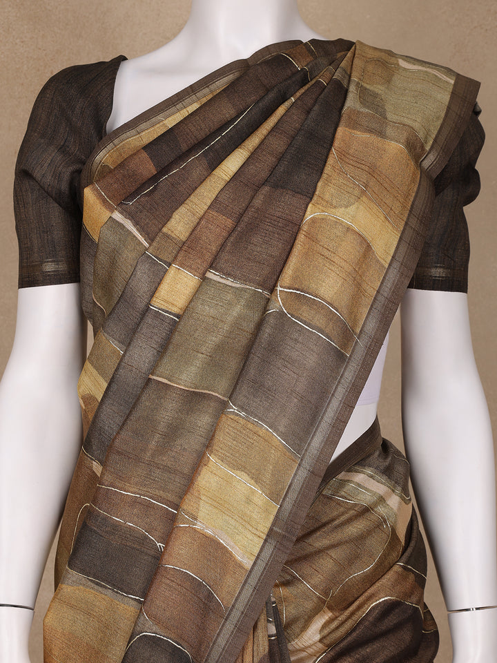 Multicolor Floral Designed Semi Tussar Saree - Diadem