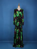 Multicolor Floral Print Chiffon Partywear Gown - Diadem