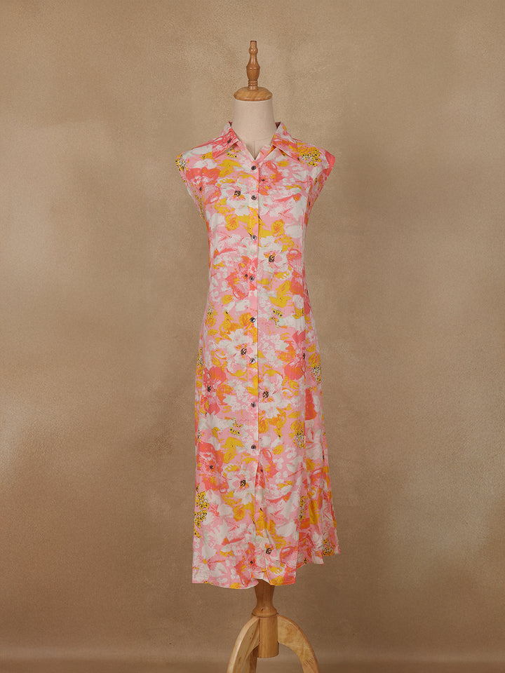 Multicolor Floral Printed Rayon Kurti - Diadem