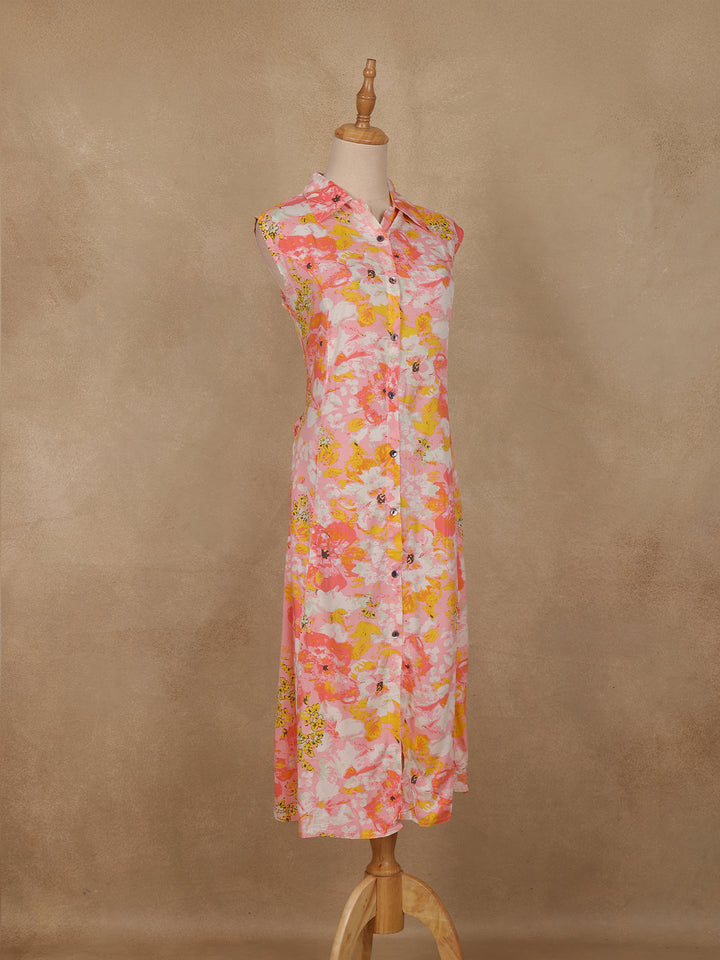 Multicolor Floral Printed Rayon Kurti - Diadem