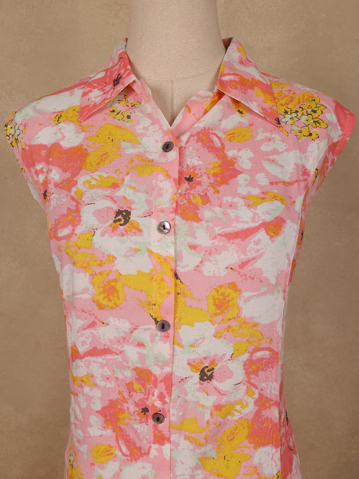 Multicolor Floral Printed Rayon Kurti - Diadem