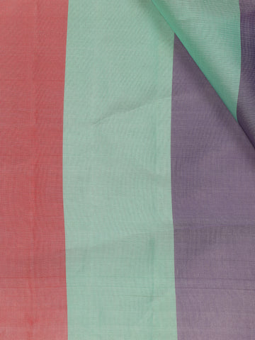 Multicolor Plain Striped Design Soft Silk Saree - Diadem