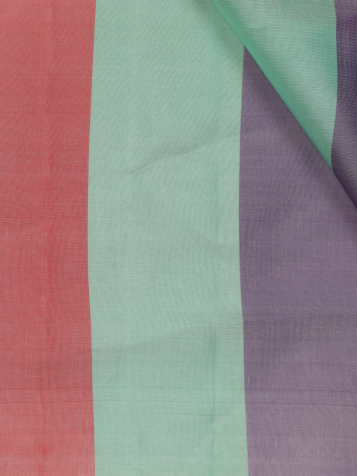 Multicolor Plain Striped Design Soft Silk Saree - Diadem