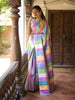 Multicolor Striped Woven Design Pure Kanchipuram Silk Saree with Self Woven Border