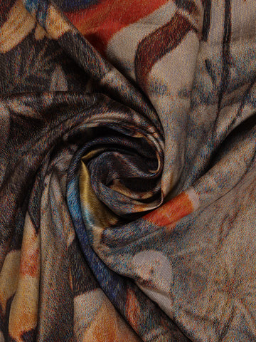Multicolor Tropical Parrot Printed Semi Tussar Saree - Diadem