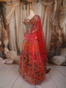 Multicolour Pearls And Mirror Work Embroidered Design Bridesmaids Shimmer Lehenga with Dupatta