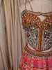 Multicolour Pearls And Mirror Work Embroidered Design Bridesmaids Shimmer Lehenga with Dupatta