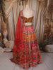 Multicolour Pearls And Mirror Work Embroidered Design Bridesmaids Shimmer Lehenga with Dupatta