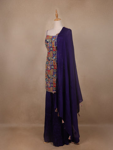 Multicolour Floral And Sequins Embroidery Georgette Salwar Suit - Diadem