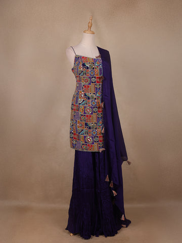 Multicolour Floral And Sequins Embroidery Georgette Salwar Suit - Diadem