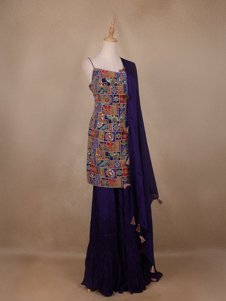 Multicolour Floral And Sequins Embroidery Georgette Salwar Suit - Diadem