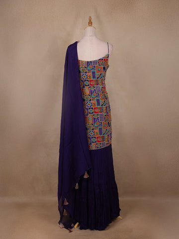 Multicolour Floral And Sequins Embroidery Georgette Salwar Suit - Diadem