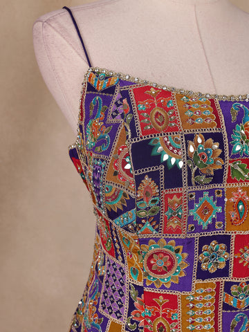 Multicolour Floral And Sequins Embroidery Georgette Salwar Suit - Diadem