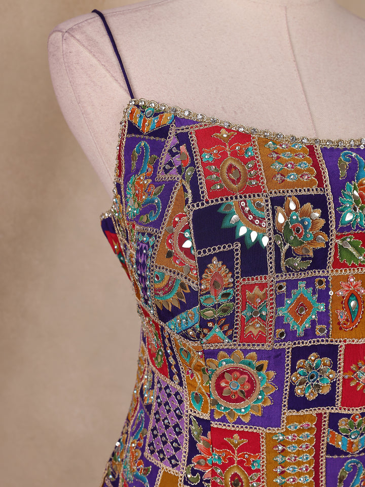 Multicolour Floral And Sequins Embroidery Georgette Salwar Suit - Diadem