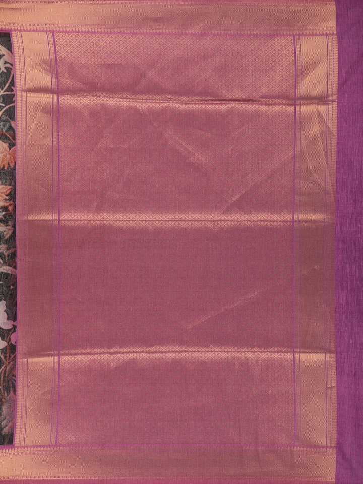 Multicolour Floral Designed Semi Tussar Saree - Diadem
