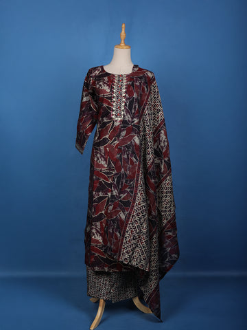 Multicolour Semi Silk Floral Printed Salwar Suit - Diadem