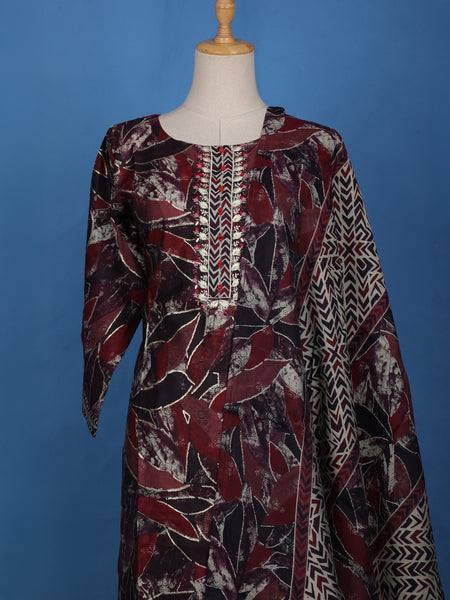 Multicolour Semi Silk Floral Printed Salwar Suit - Diadem