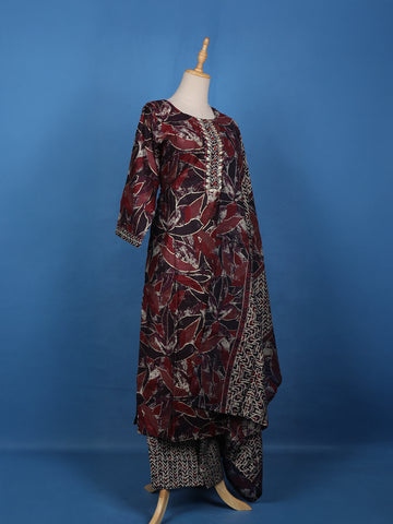 Multicolour Semi Silk Floral Printed Salwar Suit - Diadem