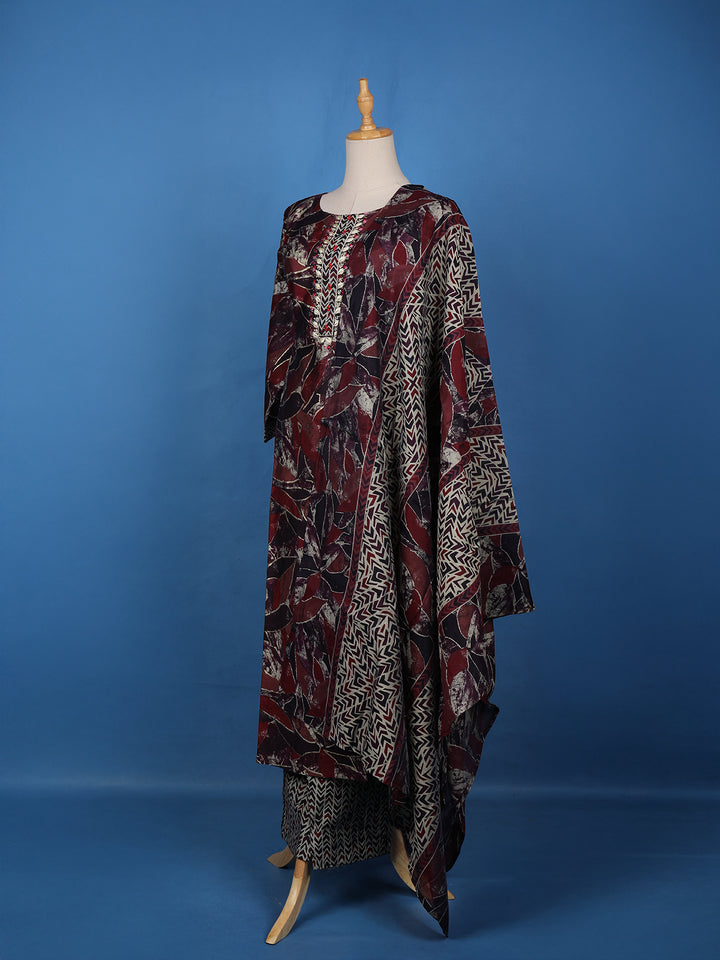 Multicolour Semi Silk Floral Printed Salwar Suit - Diadem