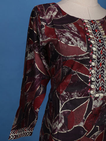 Multicolour Semi Silk Floral Printed Salwar Suit - Diadem