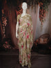 Mushroom Beige Floral Printed Design Chiffon Fancy Saree with Lace Border