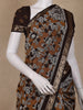 Mustard Brown Floral Printed Design Chanderi Cotton Saree with Contrast Zari Border
