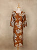 Mustard Brown Floral Printed Design Cotton Kurti
