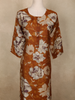 Mustard Brown Floral Printed Design Cotton Kurti
